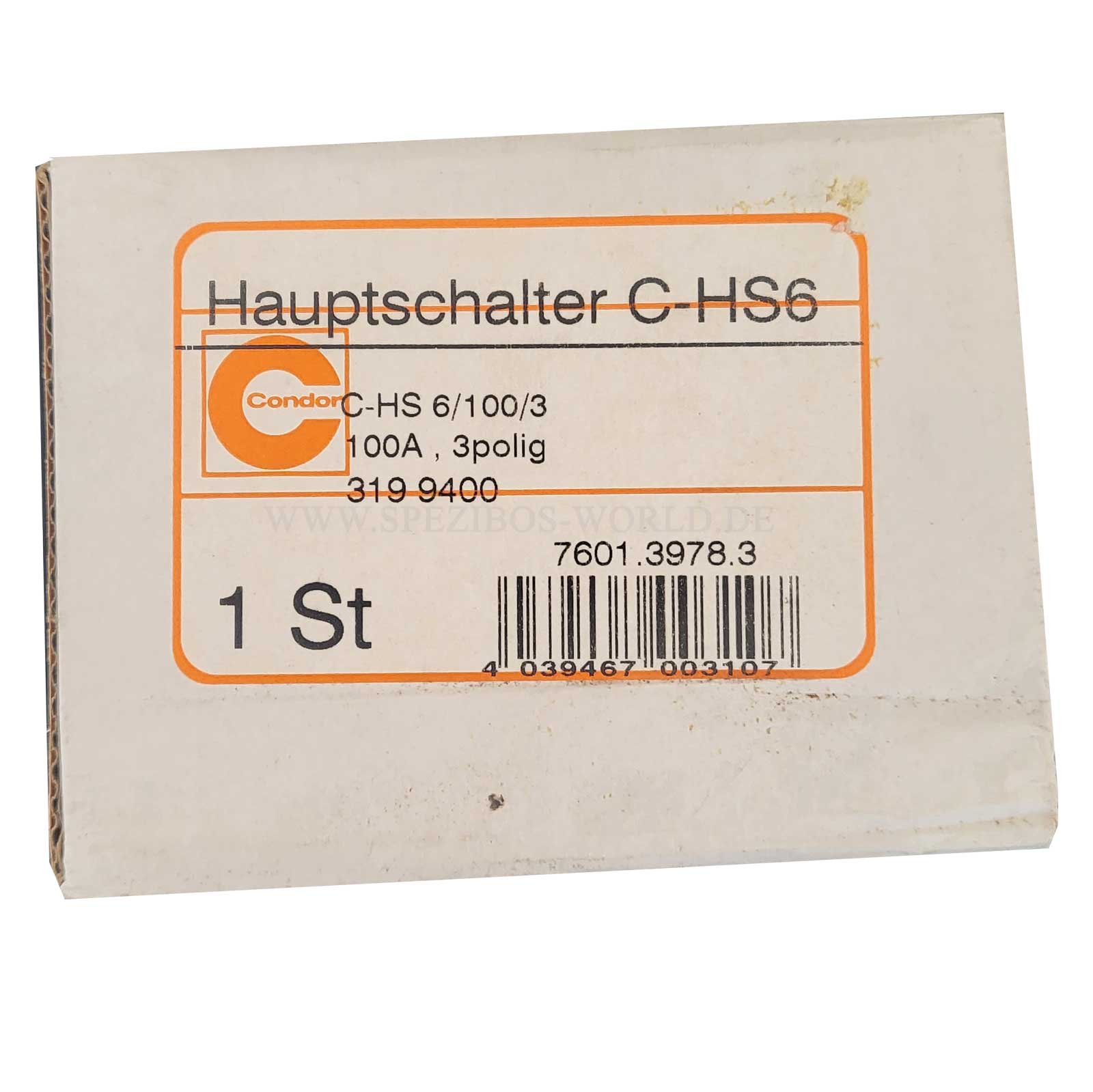 Condor Hauptschalter 100A , C-HS 6/100/3 , 100A, 3-polig